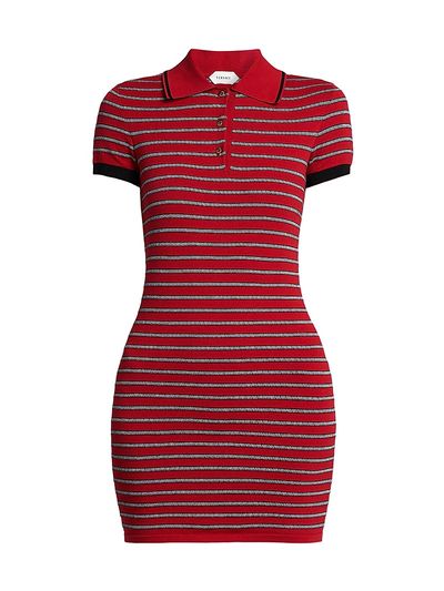 Versace Women's La Vacanza Greca Stripe Cotton-Blend Polo Minidress