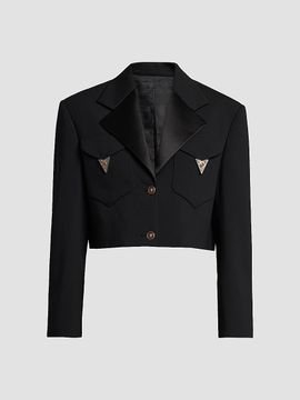 Versace Women's La Vacanza Hardware-Embellished Wool Crop Blazer