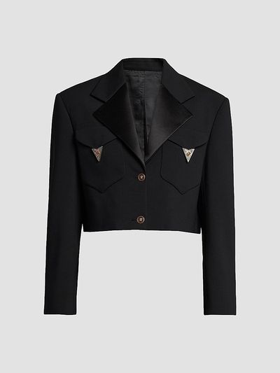 Versace Women's La Vacanza Hardware-Embellished Wool Crop Blazer