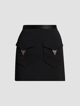 Versace Women's La Vacanza Hardware-Embellished Wool Miniskirt