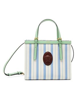 Versace Women's La Vacanza Medium Striped Canvas Tote Bag