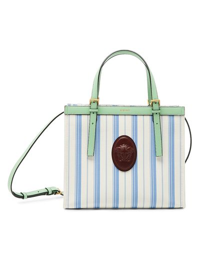 Versace Women's La Vacanza Medium Striped Canvas Tote Bag