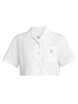 Versace Women's La Vacanza Medusa Head Cotton Crop Shirt