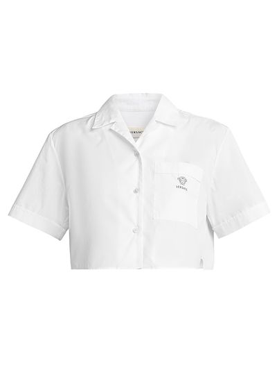 Versace Women's La Vacanza Medusa Head Cotton Crop Shirt
