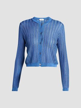 Versace Women's La Vacanza Mesh Rib-Knit Cardigan