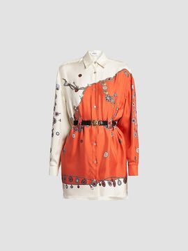 Versace Women's La Vacanza Stolen Jewels Print Silk Shirtdress