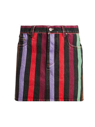Versace Women's La Vacanza Striped Rigid Denim Miniskirt