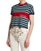 Versace Women's La Vacanza Vintage Logo Stripe Cotton T-Shirt - 4