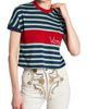 Versace Women's La Vacanza Vintage Logo Stripe Cotton T-Shirt - 6