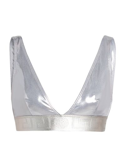 Versace Women's Laminated Metallic Bikini Top