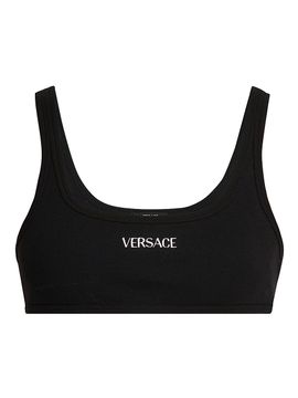 Versace Women's Logo Cotton Rib Sports Bra