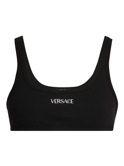 Versace Women's Logo Cotton Rib Sports Bra