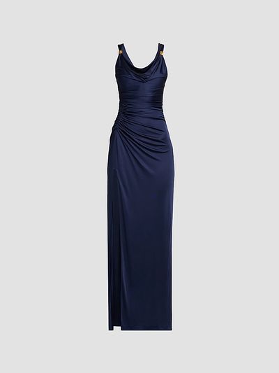 Versace Women's Medusa Button Liquid Jersey Gown