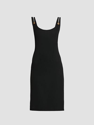 Versace Women's Medusa Button Wool Grain De Poudre Mini Dress