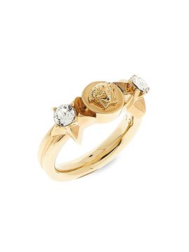 Versace Women's Medusa Star Goldtone & Glass Ring