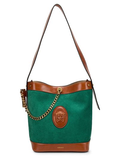 Versace Women's Pivot Small Suede Bucket Bag