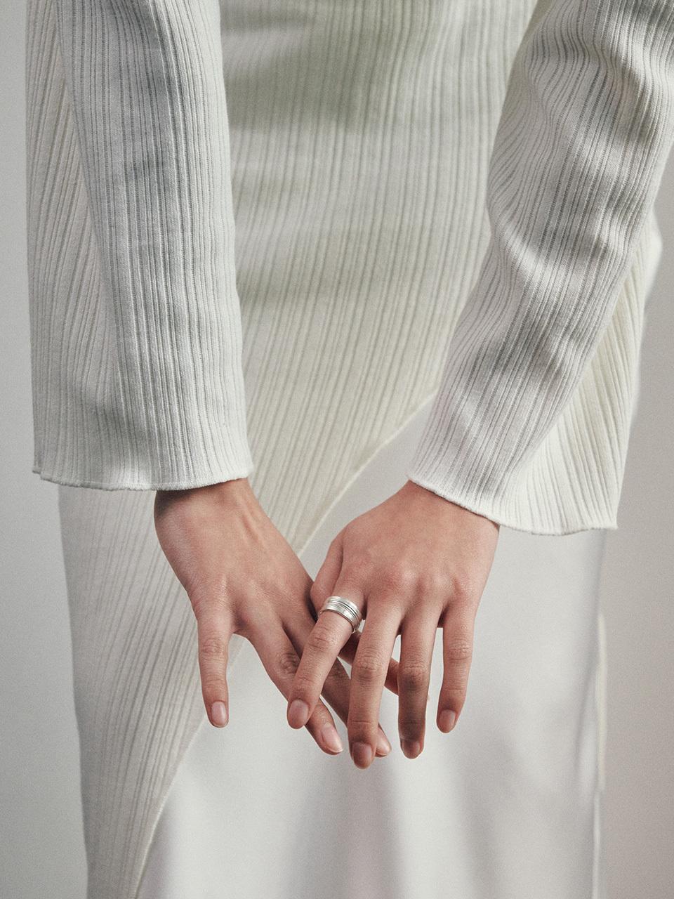 verte 925 Silver Curved Melted Line Ring