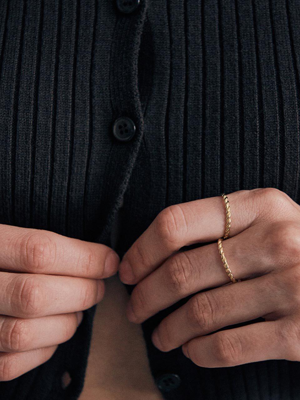 verte 925 Silver Twisted Rope Ring [Gold]