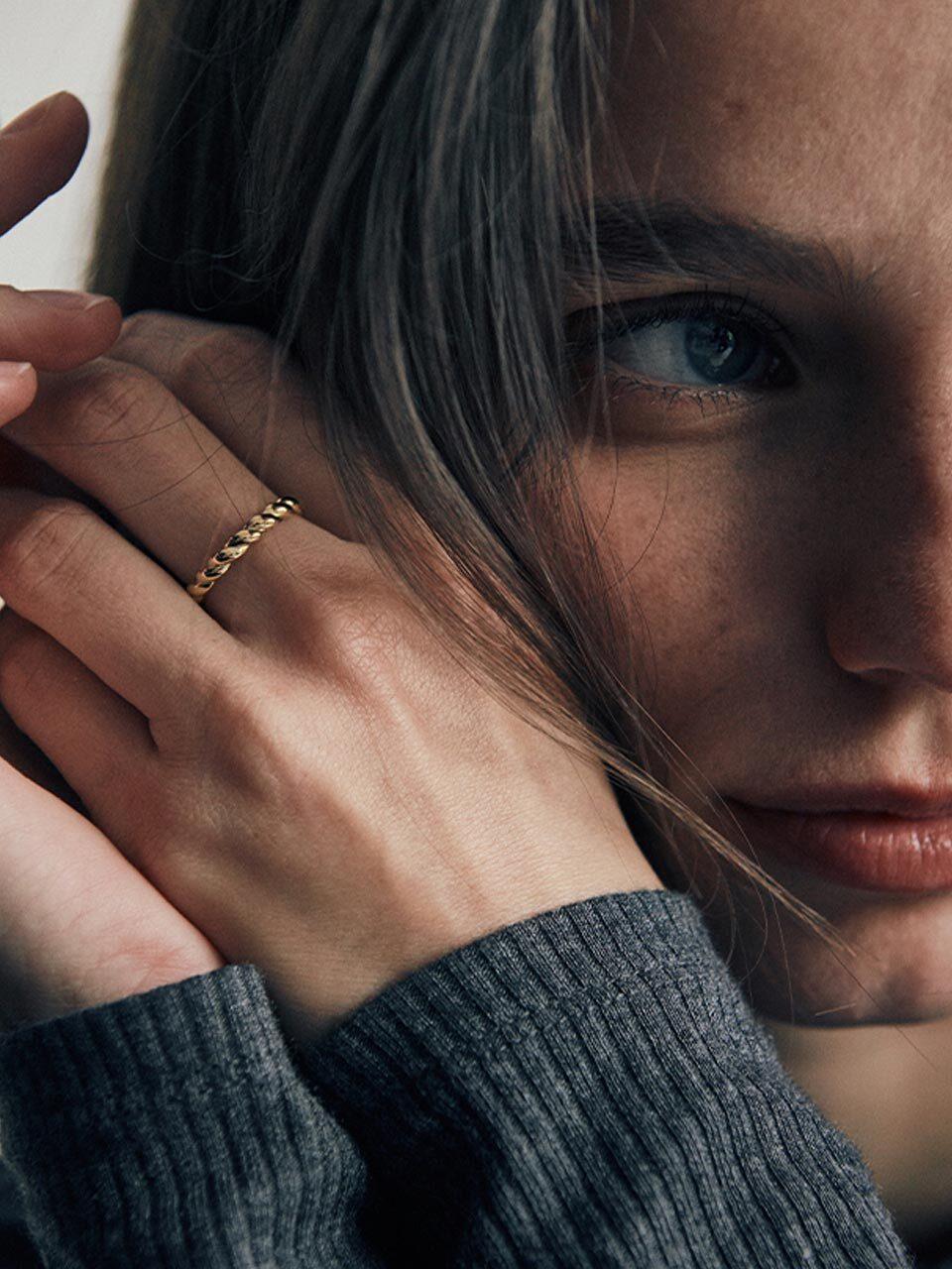 verte 925 Silver Twisted Thick Ring [Gold] (Cinq.silver.213)