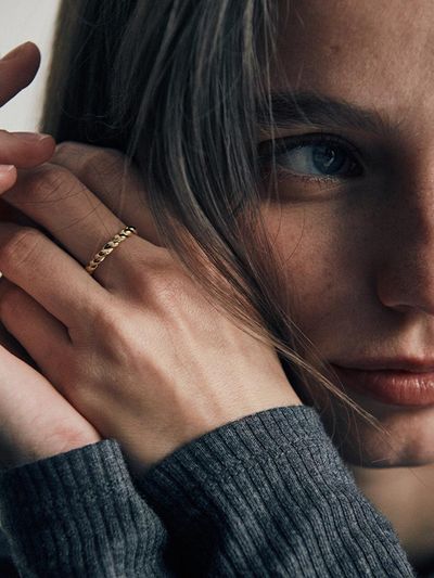 verte 925 Silver Twisted Thick Ring [Gold] (Cinq.silver.213)