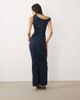 Vesper Vesper bengaline asymmetric off shoulder ruched front maxi dress in navy - 4