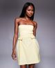 Vesper Vesper bengaline bandeau pleat front pocket detail mini dress in yellow - 1