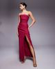Vesper Vesper bengaline bandeau ruched slit front maxi dress in berry-pink - 1