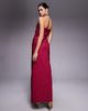 Vesper Vesper bengaline bandeau ruched slit front maxi dress in berry-pink - 2