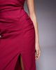 Vesper Vesper bengaline bandeau ruched slit front maxi dress in berry-pink - 3