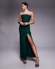 Vesper Vesper bengaline bandeau ruched slit front maxi dress in forest green - 1