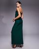 Vesper Vesper bengaline bandeau ruched slit front maxi dress in forest green - 2
