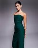 Vesper Vesper bengaline bandeau ruched slit front maxi dress in forest green - 3