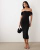 Vesper Vesper bengaline bardot off shoulder bodycon midaxi dress in black - 2