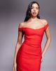 Vesper Vesper bengaline bardot sweetheart neckline split front midi dress in red - 2