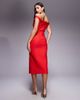 Vesper Vesper bengaline bardot sweetheart neckline split front midi dress in red - 4