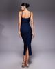 Vesper Vesper bengaline cami strappy ruched bust midaxi dress in navy - 2
