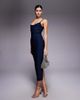 Vesper Vesper bengaline cami strappy ruched bust midaxi dress in navy - 3