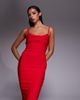 Vesper Vesper bengaline cami strappy ruched bust midaxi dress in red - 2
