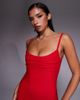 Vesper Vesper bengaline cami strappy ruched bust midaxi dress in red - 3