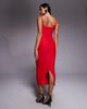 Vesper Vesper bengaline cami strappy ruched bust midaxi dress in red - 4