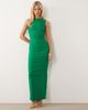 Vesper Vesper bengaline cowl back high neck maxi dress in emerald-Green - 1