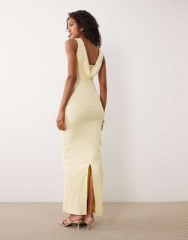 Vesper Vesper bengaline cowl back high neck maxi dress in yellow