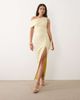 Vesper Vesper bengaline drape off shoulder maxi dress in lemon-Yellow - 2