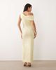 Vesper Vesper bengaline drape off shoulder maxi dress in lemon-Yellow - 4