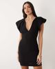 Vesper Vesper bengaline exaggerated shoulder mini dress in black - 1