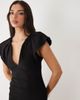 Vesper Vesper bengaline exaggerated shoulder mini dress in black - 4
