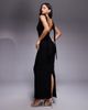 Vesper Vesper bengaline high neck low draped back detailing maxi dress in black - 1