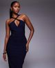 Vesper Vesper bengaline keyhole halterneck maxi dress in navy - 3