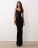 Vesper Vesper bengaline lace trim cami maxi dress in black - 1