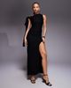 Vesper Vesper bengaline off shoulder drape detail maxi dress in black - 1
